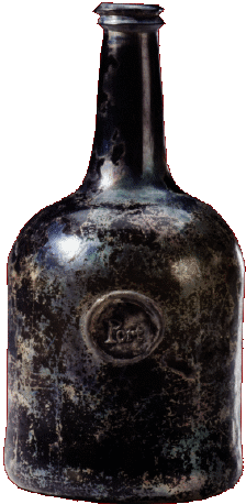 Englische Flasche für Portweine mit Glassiegel - Port (um 1760)